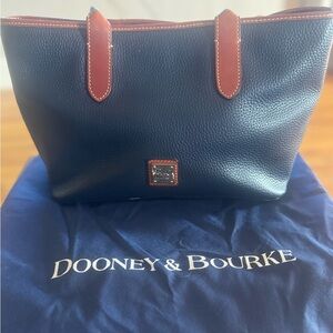 Dooney & Bourke Navy and Brown Leather Tote Bag